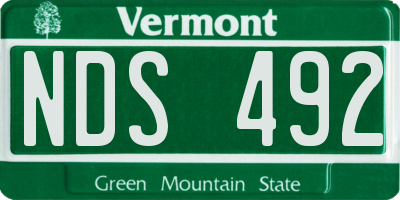 VT license plate NDS492
