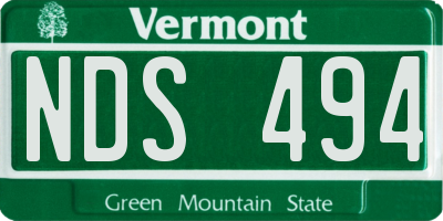VT license plate NDS494