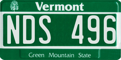 VT license plate NDS496
