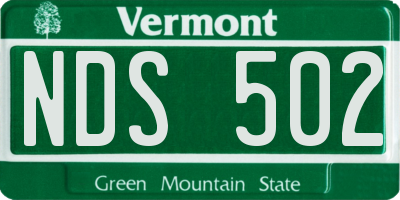 VT license plate NDS502