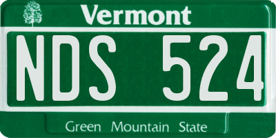 VT license plate NDS524