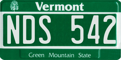 VT license plate NDS542