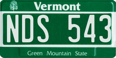 VT license plate NDS543