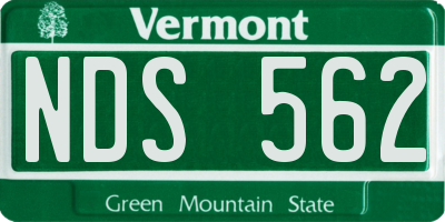 VT license plate NDS562