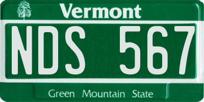 VT license plate NDS567