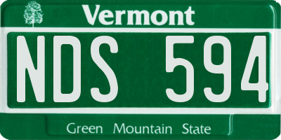 VT license plate NDS594