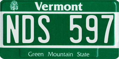 VT license plate NDS597