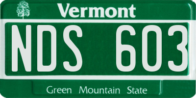 VT license plate NDS603