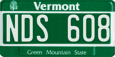 VT license plate NDS608