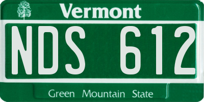 VT license plate NDS612
