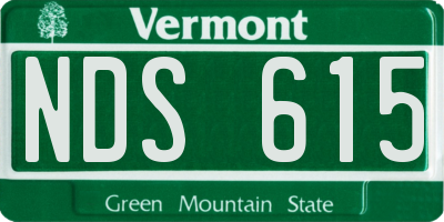 VT license plate NDS615
