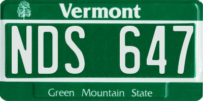 VT license plate NDS647