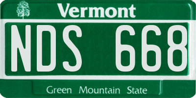 VT license plate NDS668