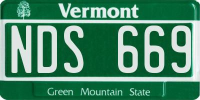 VT license plate NDS669