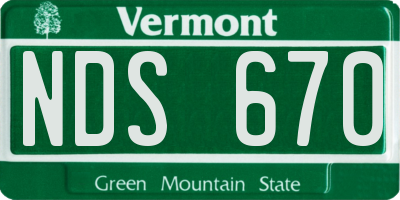 VT license plate NDS670