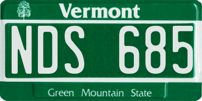 VT license plate NDS685