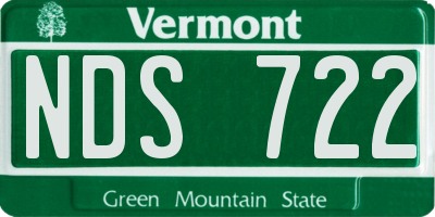 VT license plate NDS722