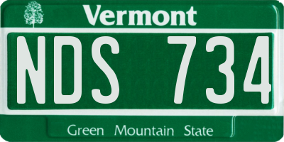 VT license plate NDS734