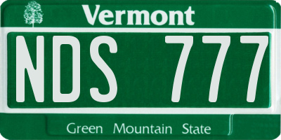 VT license plate NDS777