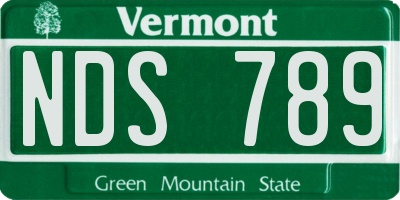 VT license plate NDS789