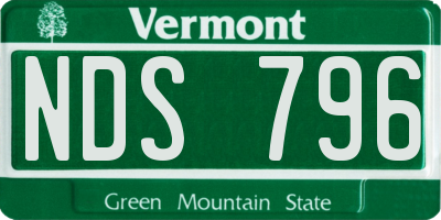 VT license plate NDS796