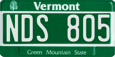 VT license plate NDS805
