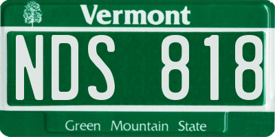 VT license plate NDS818