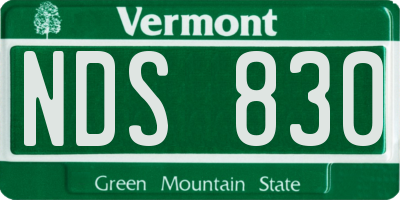 VT license plate NDS830
