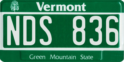 VT license plate NDS836