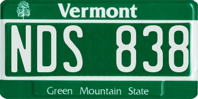 VT license plate NDS838