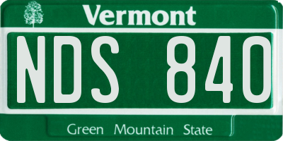 VT license plate NDS840