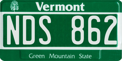 VT license plate NDS862