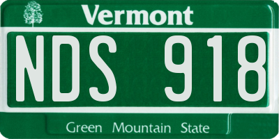 VT license plate NDS918