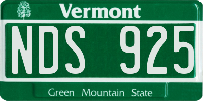 VT license plate NDS925