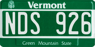 VT license plate NDS926
