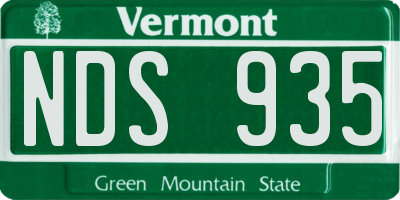 VT license plate NDS935