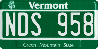 VT license plate NDS958