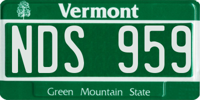 VT license plate NDS959