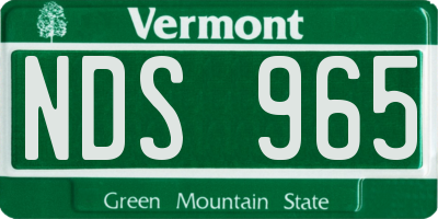 VT license plate NDS965