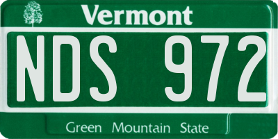 VT license plate NDS972