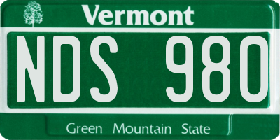 VT license plate NDS980