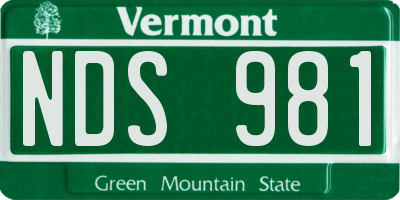VT license plate NDS981