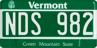 VT license plate NDS982