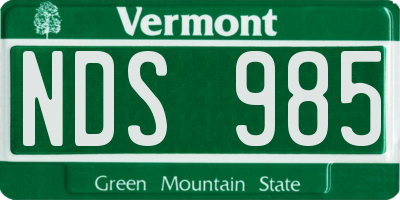 VT license plate NDS985