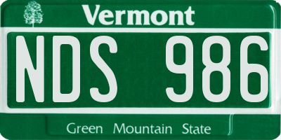 VT license plate NDS986