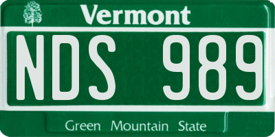 VT license plate NDS989