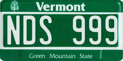 VT license plate NDS999