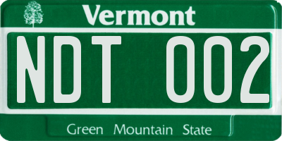 VT license plate NDT002
