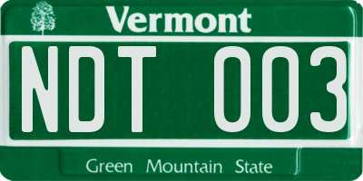 VT license plate NDT003