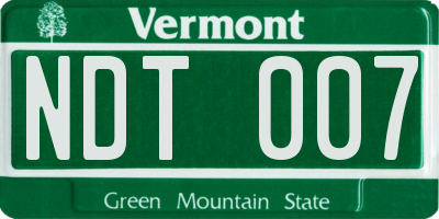 VT license plate NDT007